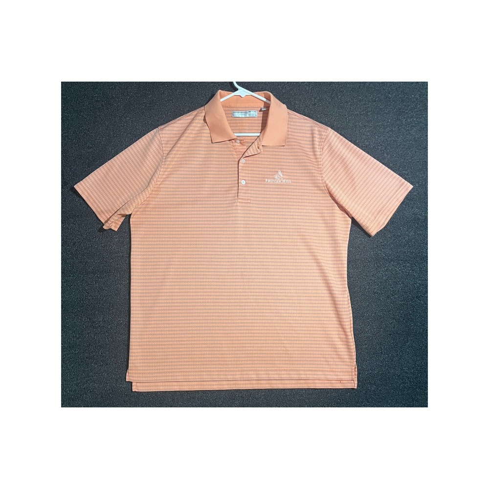 Carnoustie Performance‎ Mens XL Golf Polo Shirt Peach Pelican Hill Micro Dot
